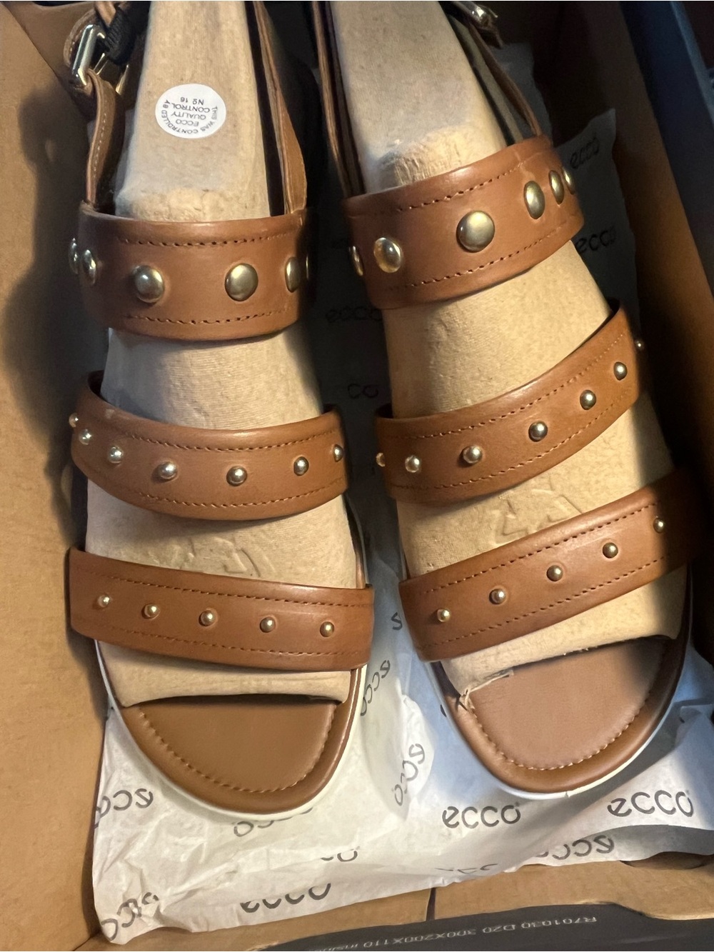 Women’s Brown Studded Leather Sandals - Casual Comfort